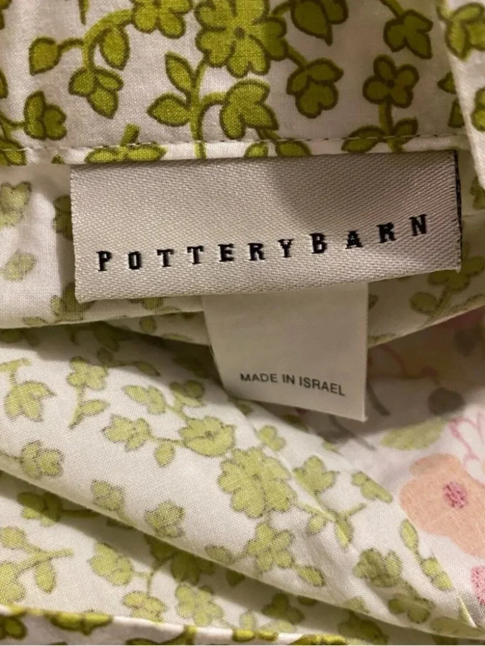 Set of 2 Pottery Barn 100% cotton pink & green floral standard shams